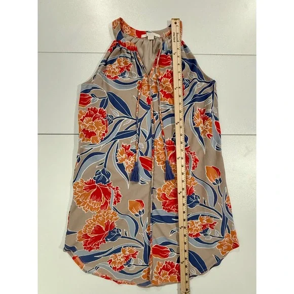 c&e Floral Halter Neck Sleeveless Tassel Tie Dress Orange Blue Womens Small W473 - Picture 8 of 9